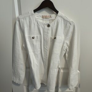 Tory Burch White Cotton Jacket. Size Small.